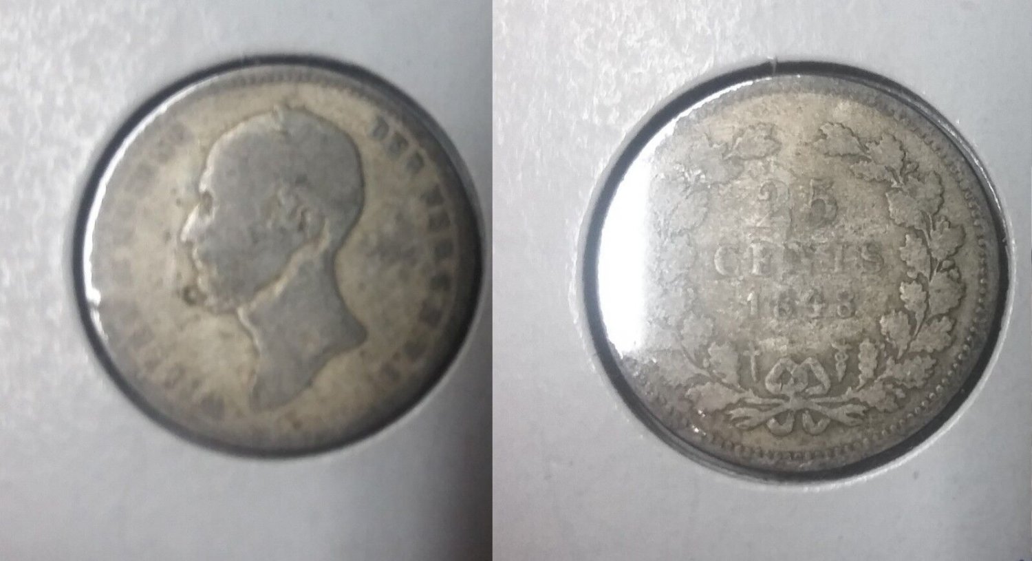 1848 Netherlands Silver 25 Cent