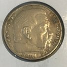 1935 G Nazi Germany Large Silver 5 marks-Hindenburg/Eagle