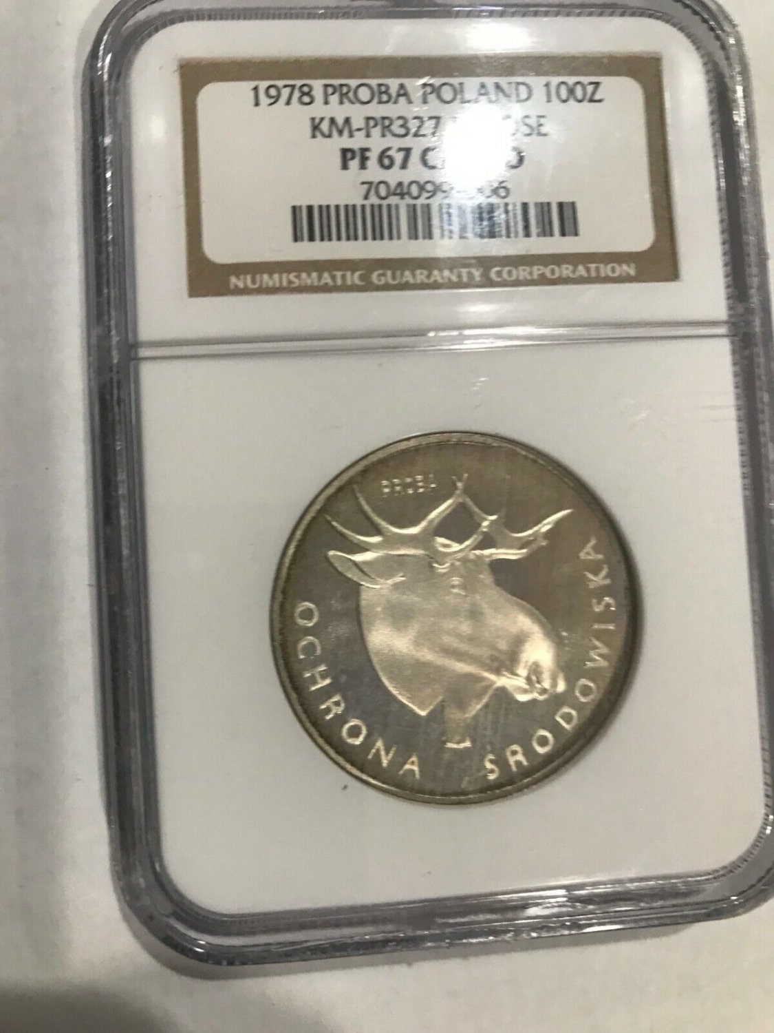 Rare 1978 Poland Silver Proof Proba 100 ZL Moose- NGC PF 67