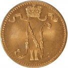 1913 Russian Finland Nicholas II  1 pennia- Nice Red BU
