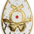 Cook Is 2014 Large Silver Color $5 Russian Faberge Easter Egg-White/Swarovski Cr