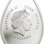 Cook Is 2014 Large Silver Color $5 Russian Faberge Easter Egg-White/Swarovski Cr