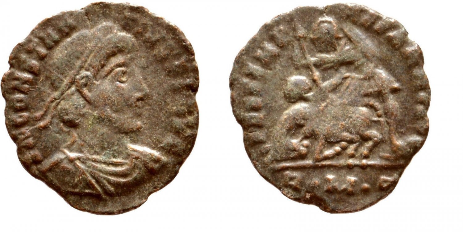 RARE Ancient Rome CONSTANTIUS II 337-361 AD AE Soldier/Spear/Horseman