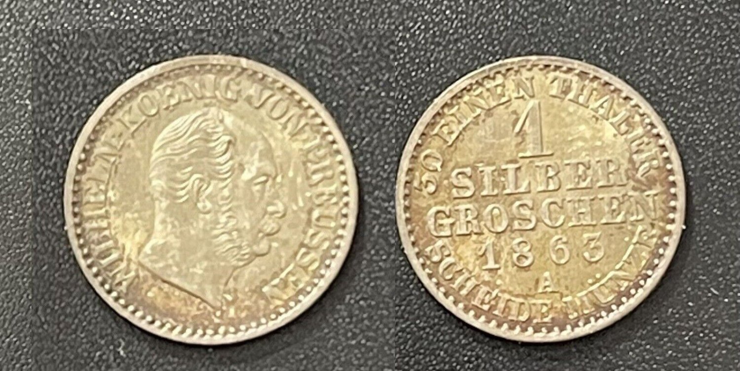 1863 A Prussia (German States) Silver Gr- UNC