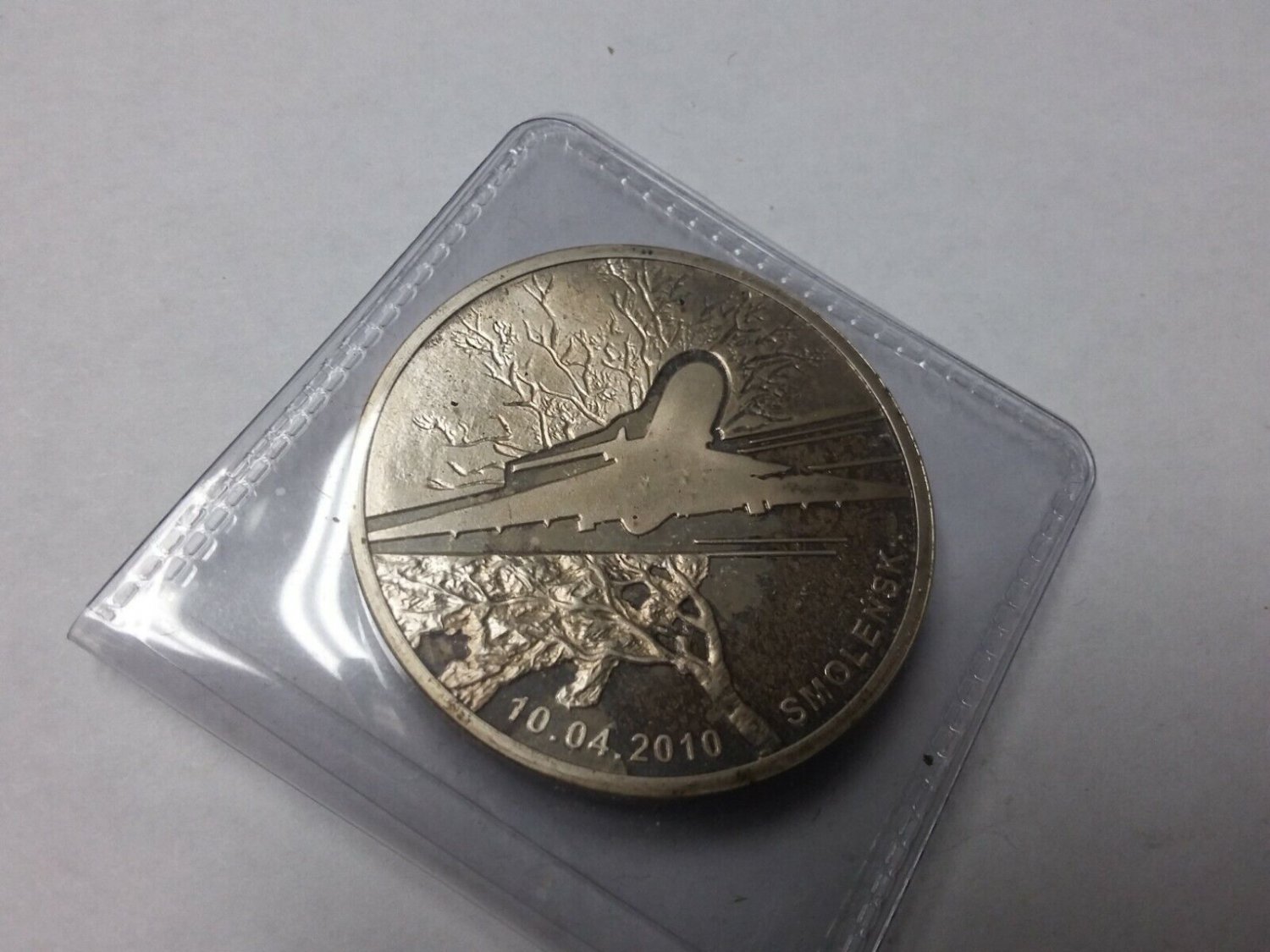 2011 Poland Large Silver  Proof 20 ZL Smolensk Presidential Plane Crash- toned