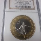 Rare 1996 Romania Bi-Metal 100 Lei Pattern Piedfort Olympic Tennis NGC PF68