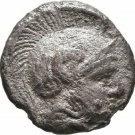 Ancient Greece 470-390 BC MACEDON AKANTHOS Silver Diobol Athena