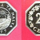 1977 Malta Proof Octagonal 25 C, Emblem with Boat