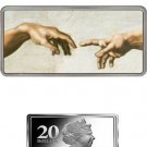RARE 2012 Fiji  2 OZ Silver  Color$20-Hands of God&Adam-Michelangelo-mintage 500