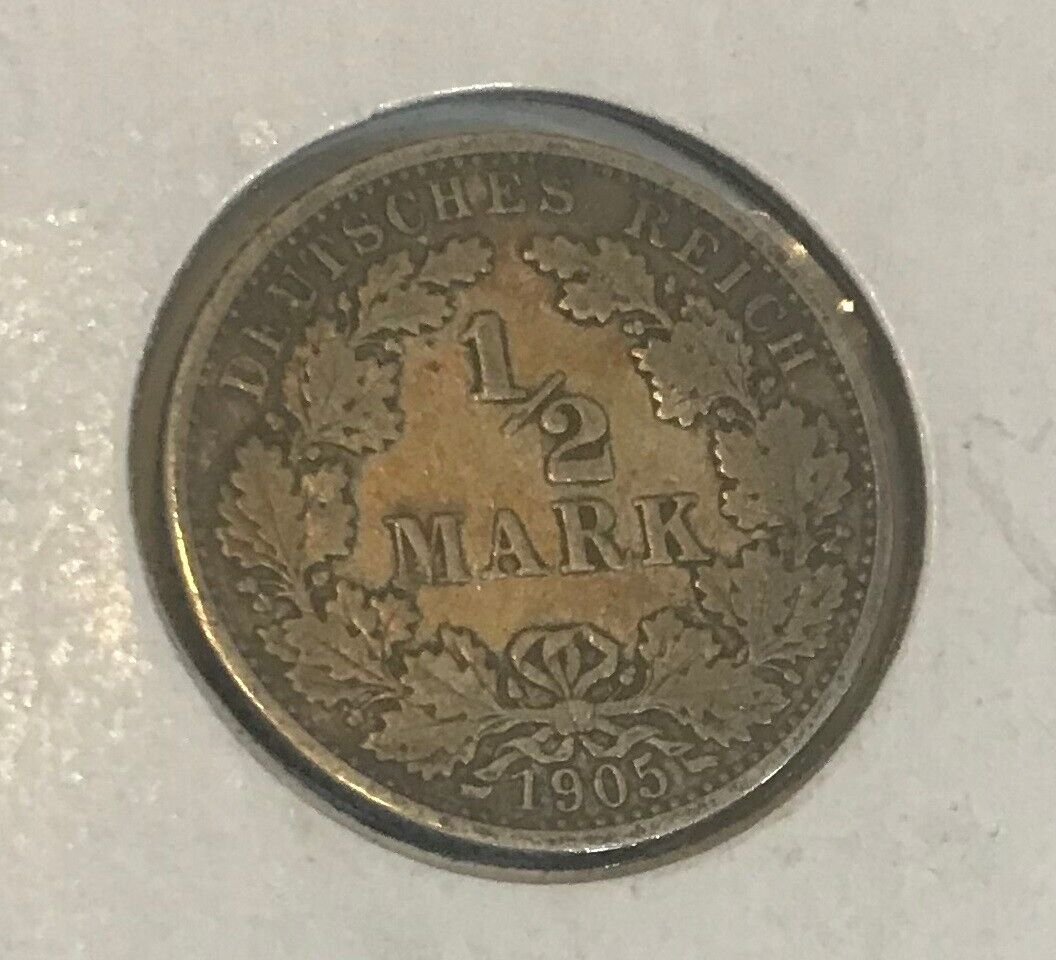 1905 J Germany Silver 1/2 mark