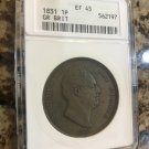Great Britain 1831 Large 1 Penny  ANACS XF45