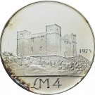 1975 Malta Large Prooflike Silver 4 L Fort St. Agatha