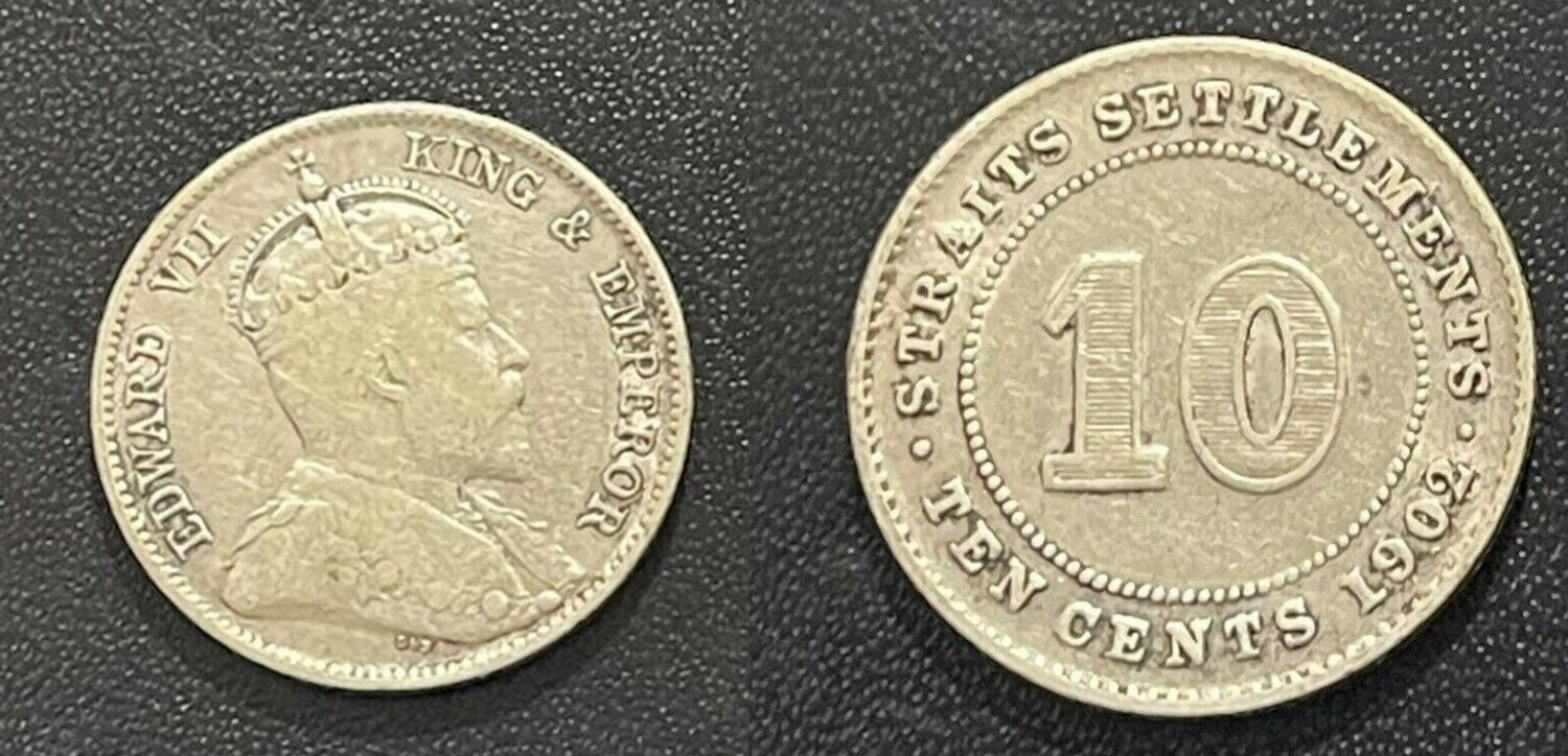 1902 Straits Settlements Silver 10 Cent-scarce #2