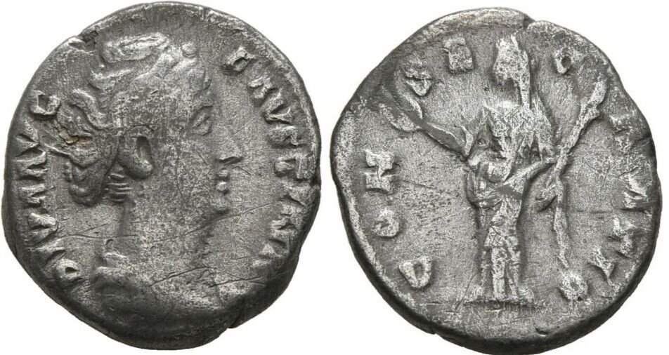 Ancient Rome 147-161 AD DIVA FAUSTINA DENARIUS CERES TORCH #2