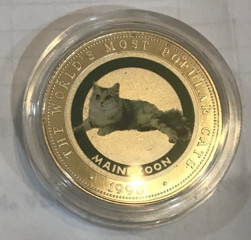 1998 Somalia Large Silver Proof Piedfort Color Maine Cat 250 sh