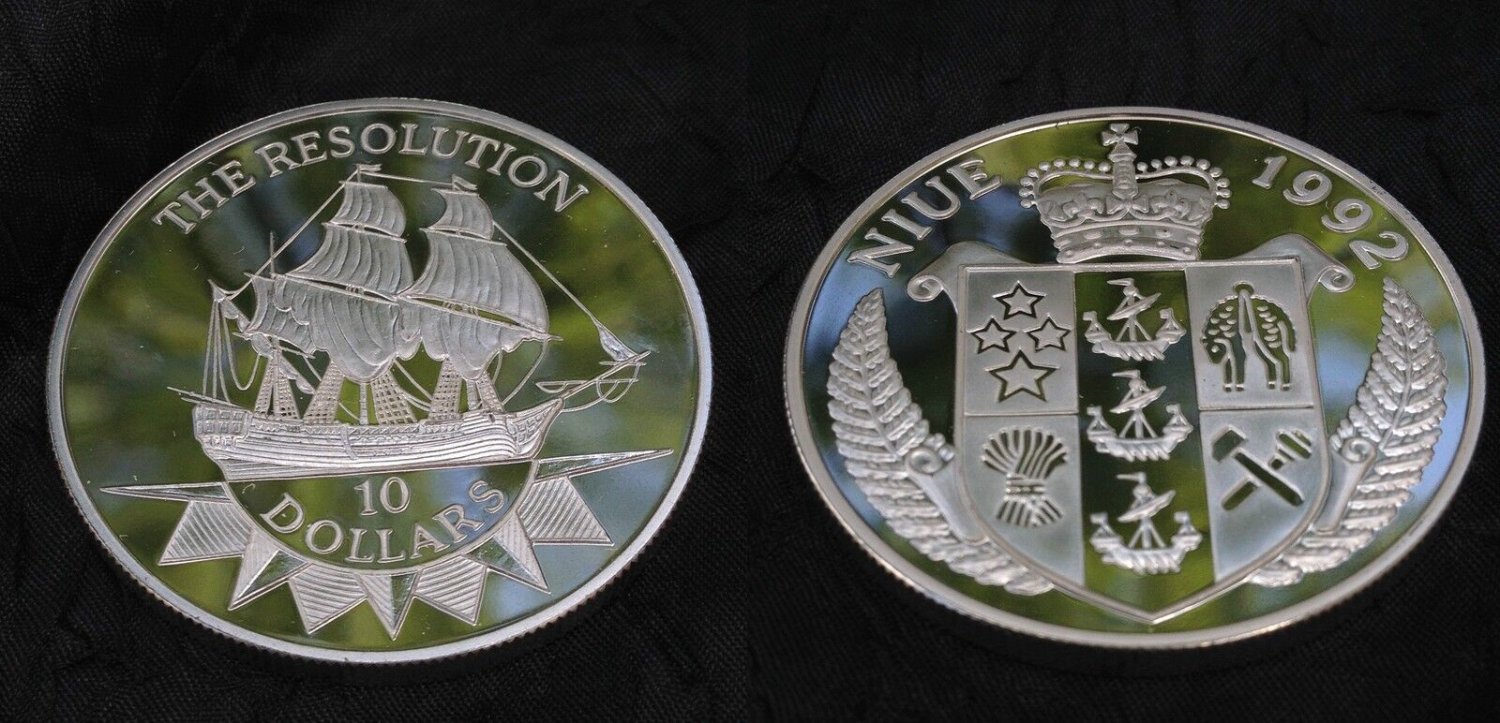 1992 Niue Large Proof Silver $10 Sailing Ship-Resolution