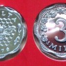1976 Malta Proof Scalloped 3 Mils, Bee and honeycomb