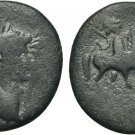 Ancient Rome Provincial 2-3 Cent AD  Head right/Warrior on horseback AE