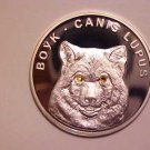 2007 Belarus Large silver Proof w/cubic Zirconia 20 r Wolf