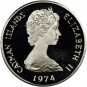 1974 Cayman Is Large Silver Proof $2 Blue Heron bird