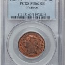 France: Louis XVI 1/2 Sol 1789-M PCGS MS63 RB Rare condition