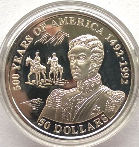 1993 Cook Is Large Silver Proof $50 500 years.America San Martin