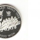 1986 S KOREA Large 1/2 OZ Silver Proof  5000 Won- Olympic Tug-o-War