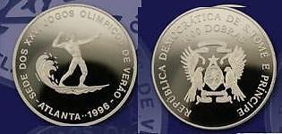 1996 St.Thomas Large Proof 1000 D USA Olympic Surfing
