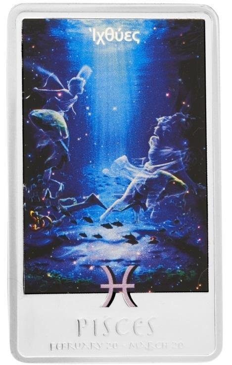 2012 Niue Large Proof Color Silver $2 Zodiac Pisces Aphrodite & Eros-Nice Folder