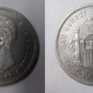 1877 Spain Large silver 5 pesetas-King Alfonso #3