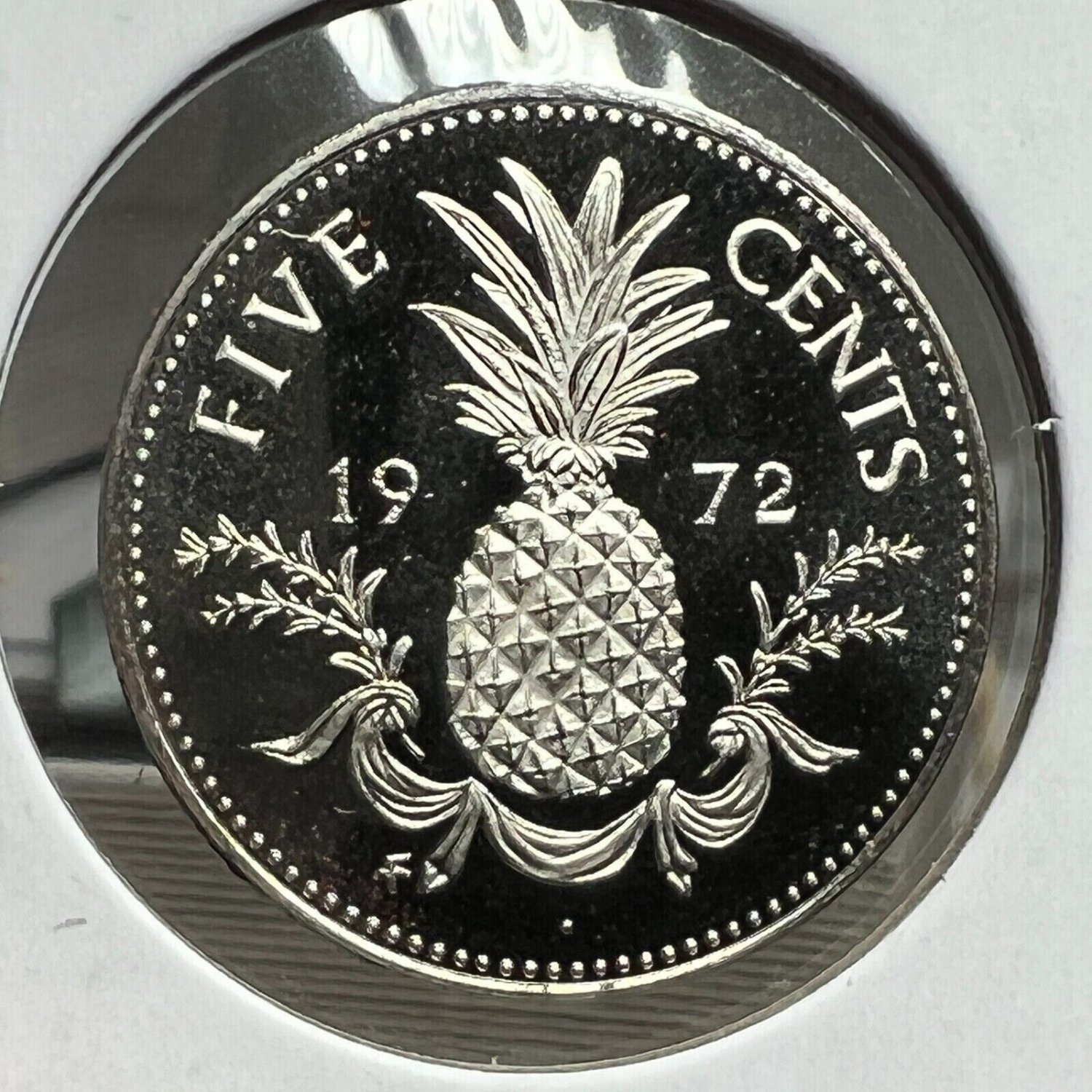 1972 Bahamas  Proof 5 c- Pineapple