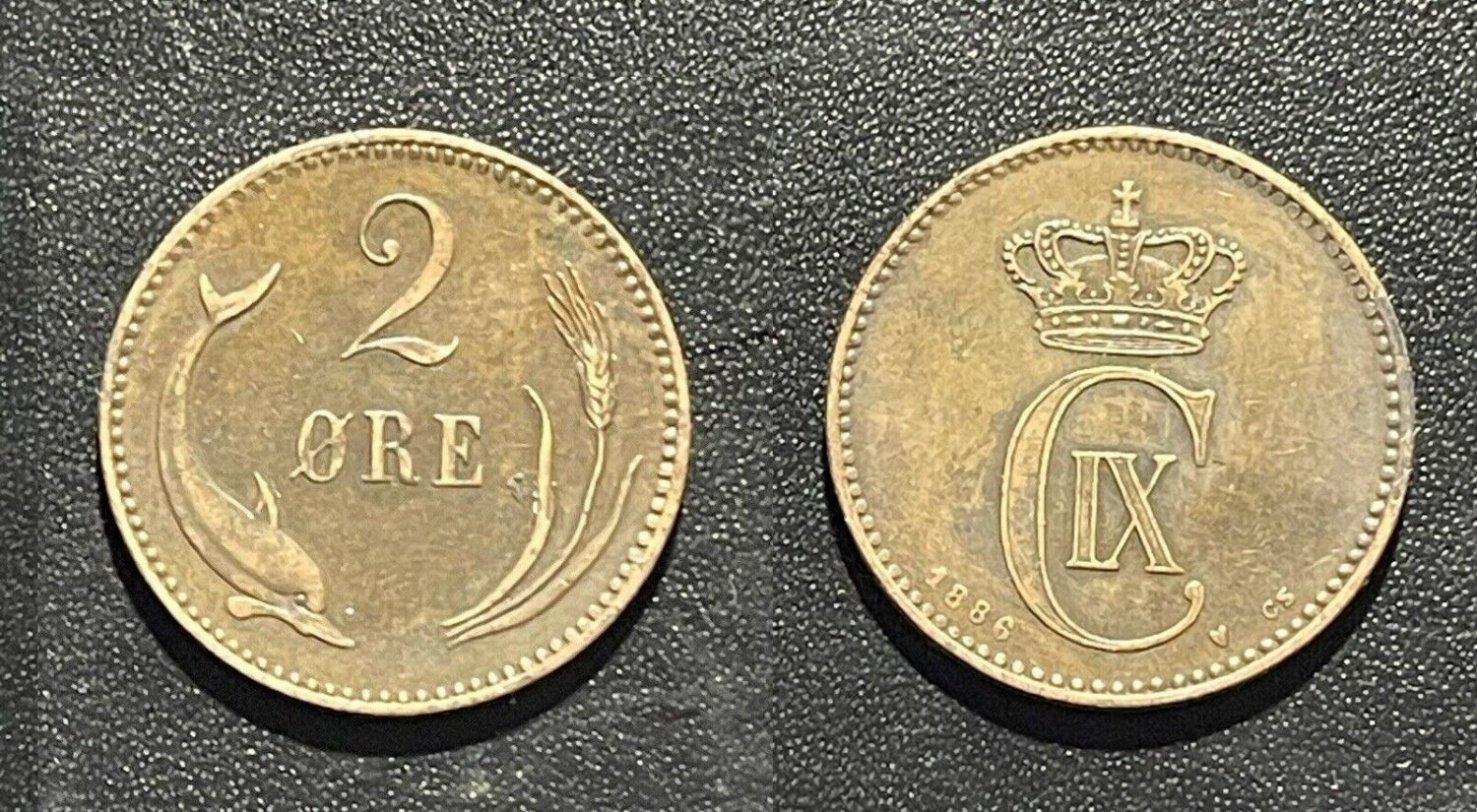 1886 Denmark 2 Ore-Dolphin/Wheat