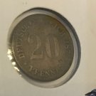 1875 J Germany Silver 20 pfennig-scarce type