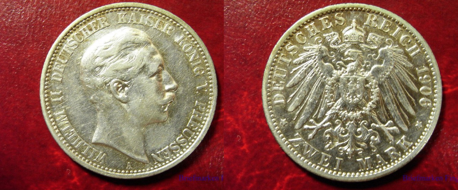 1906 Prussia (Germany) Silver 2 marks Kaiser Willhelm