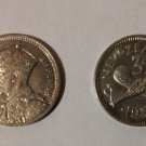 1934 New Zealand Silver 3 pence George V/Maori Indian weapon: Patu club,Nice #2
