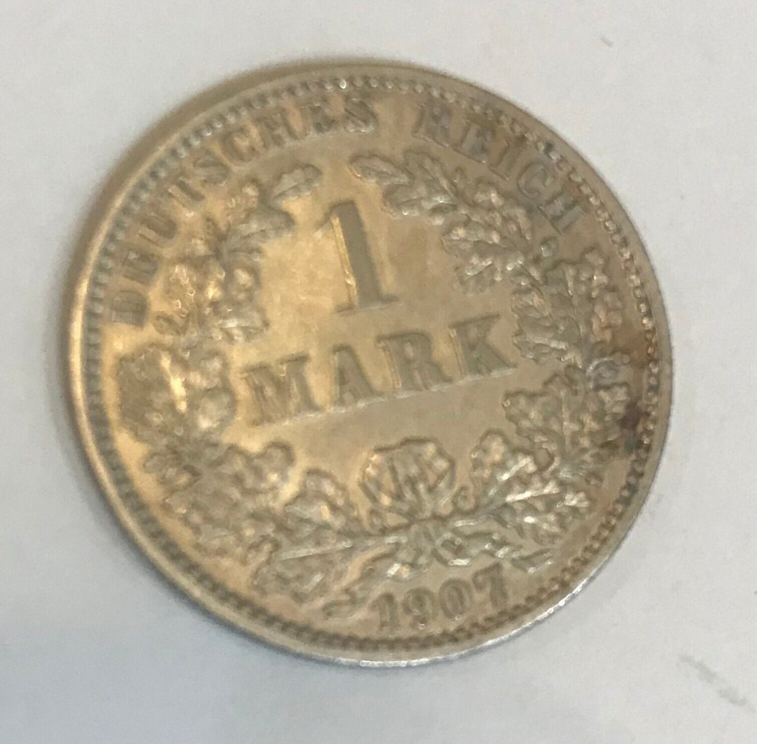 1907 J Germany Silver 1 mark