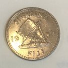 1934 Fiji Silver Shilling- Sailing ship- Nice