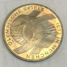 1972 J Germany Large Silver 10 Marks Munchen Olympics Ribbon