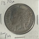 Rare 1870 A  France Liberty Large silver 5 Fr , Nice