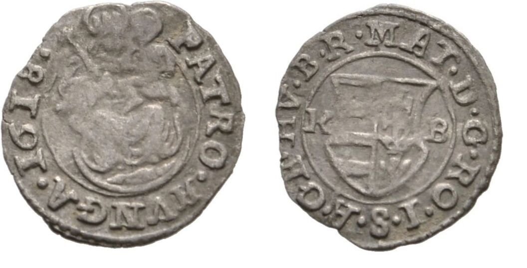 1618 Hungary Silver Denar-King Mathias-Habsburg Dynasty;Virgin Mary, Nice #1