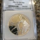 1990 France Large Silver Proof Olympic Acrobatic Skiing 100 fr slabbed