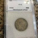 1875 Denmark Silver 1 Krone-Dolphin/Wheat- slabbed