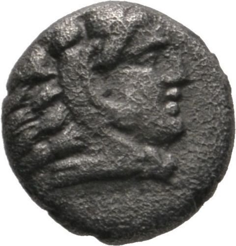 Ancient Greece 2C BC  MYSIA PERGAMON SILVER DIOBOL HERAKLES LION ATHENA HELMET