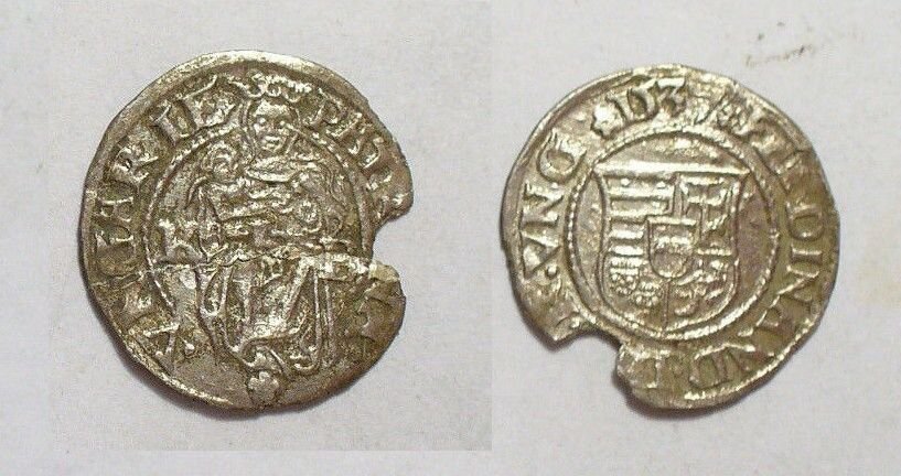 1537 Hungary Silver Denar- King Ferdinand -Habsburg Dynasty