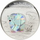 2013 Cook Is Large Silver Color Prism $5-Polar Bear