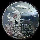 1978 Seychelles Large Proof Silver  100 R Tropic Bird