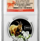 Rare 2015 Tokelau Large 1 OZ.999 Silver Color Proof $1 Year OfThe Goat-NGC 69 UC