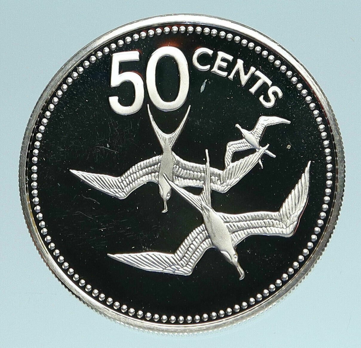 1976 Belize Sterling Silver Proof 50c-Frigate Birds
