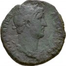 Ancient Rome 117- 138  AD HADRIAN AS SALUS FEEDING SERPENT AE