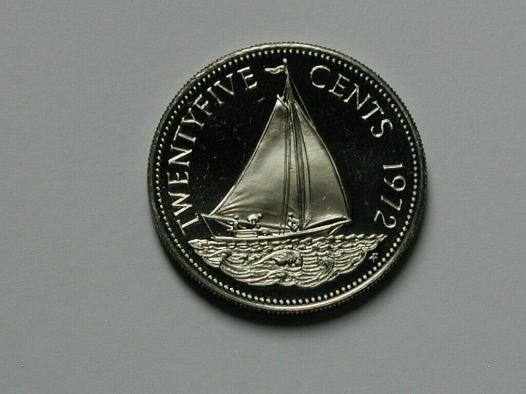 1972 Bahamas  Proof 25 c- Sail Boat